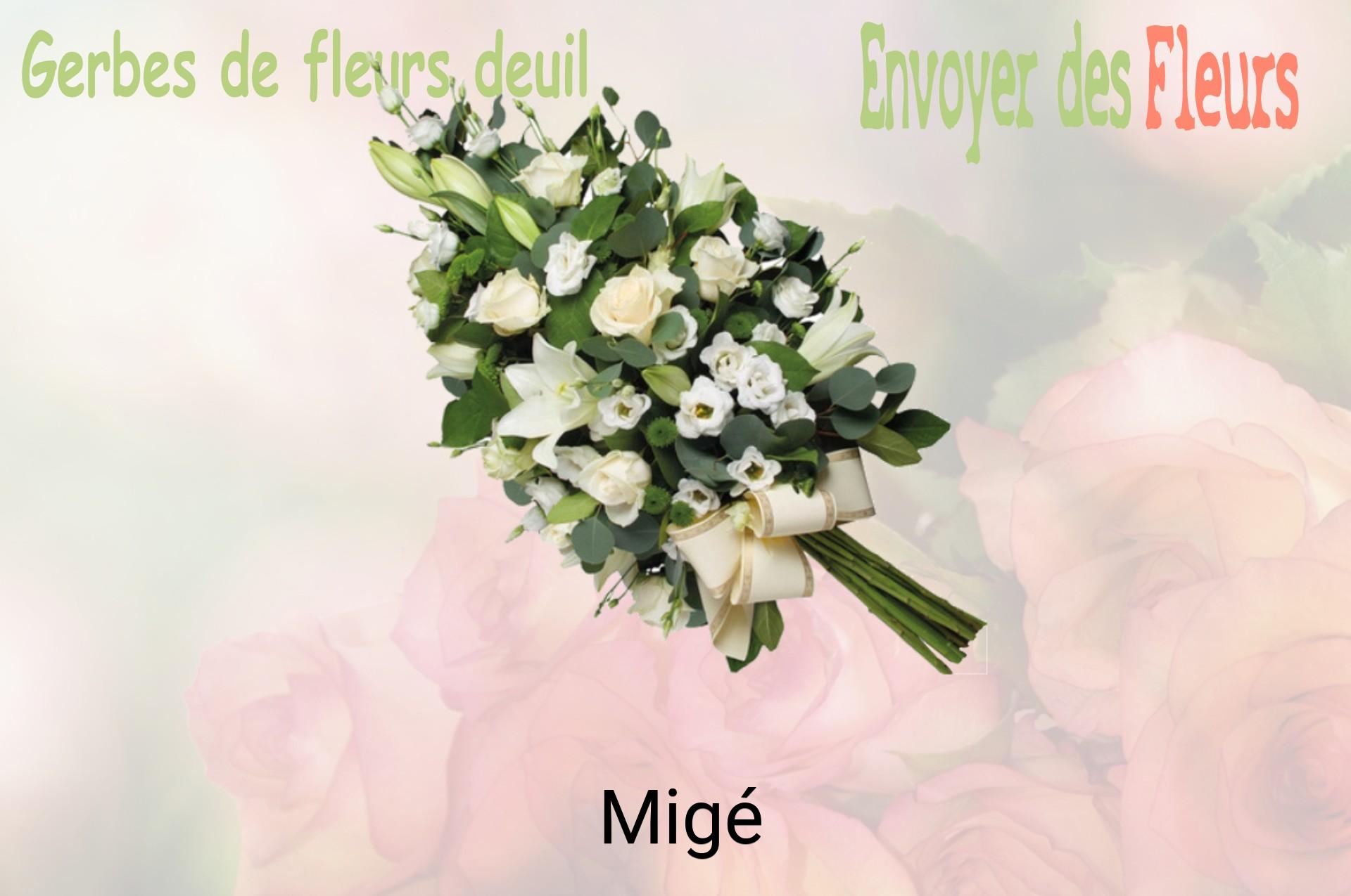 Gerbe de fleurs de deuil livrée à Migé